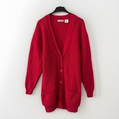 VTG Ann Taylor Oversized Red Wool Cardigan Sweater 80s 90s BOHO Valentine’s Day
