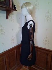 Vintage 1950s/1960s Mid-century Little Black Fringed Wiggle Cocktail Dress