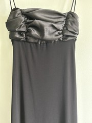 Vintage 90s Black Prom Formal Gown Satin Sexy Back Long Size 9/10