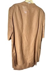 VTG Harve Benard 3pc Slit Skirt Suit Women Size 14 Camel Tan Short Sleeve Jacket