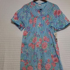 VTG All Day Cafe House Dress Womens Large Colorful Pockets Lounge Mumu NWT Muumu