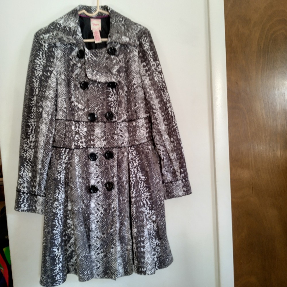 Vintage Women’s Candies Double Breasted Flared Dress Jacket Sz XL, Black & White