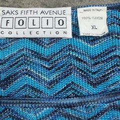 Saks Fifth Avenue Folio Collection VTG Blue Chevron Knit Sweater Y2k Boho Retro