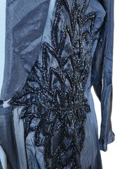 Sheer Black Beaded Duster-Style Jacket Vintage Whimsigoth Size EU 42 US XL