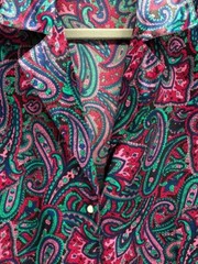 VTG Jo Intimates Sleep Shirt Womens Medium Pink Paisley Buttons Short Sleeve