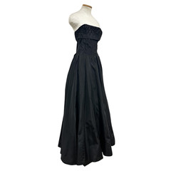 Vintage 1950s Black Taffeta Sequin Strapless Ball Gown