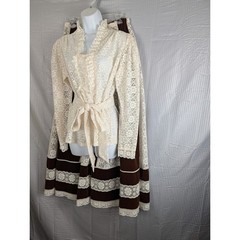 Carefree Fashions Scottsdale Vintage 70s Lace Top Velvet Skirt Set Womens L