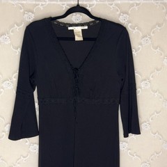 VTG Max Studio Rayon Blend Little Black Opaque Dress Bell Sleeves Medium 36 Bust