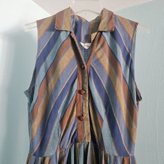 Vintage 70s Sherry Kent Dallas striped chevron Summer house dress lightweight M