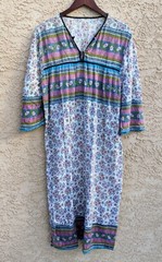 Vintage 70’s Cotton Gauze India Ethnic Peasant DRESS Boho Hippie Rainbow