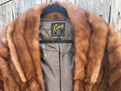 VTG 40s 50s REAL STRIPED MINK RAHWAY FUR STOLE WRAP AROUND SHAWL CAPE BOLERO