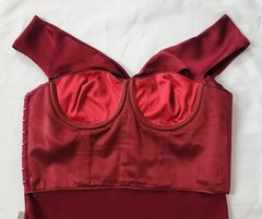 VTG John Galliano 2007 Burgundy Red Crepe Satin Bias Cut Dress Sz 12/ 44 Y2K
