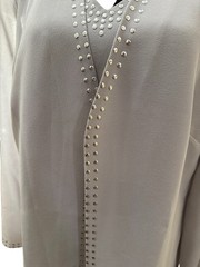 Vintage 3 Piece Set MTM Fashion Gray Silver Studded Skirt, Shirt & Jacket Size M