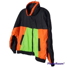 Vintage gitano windbreaker neon colorblock 100% nylon 80s 90s size large unisex