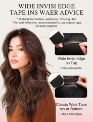 DOORES Invisi Edge Tape in Wide Hair Extensions Human Hair, Chocolate Brown to C
