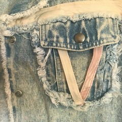 Vtg Women 80s 90s Acid Washed Cropped Denim Jean Jacket Distressed Medium Retro