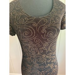 Jessica Howard Vintage 90s Whimsigoth Glitter Swirl Slinky Maxi Dress