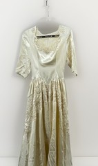 1930s Wedding Bridal Gown Ivory Liquid Satin & Embroidered Lace Train Handmade