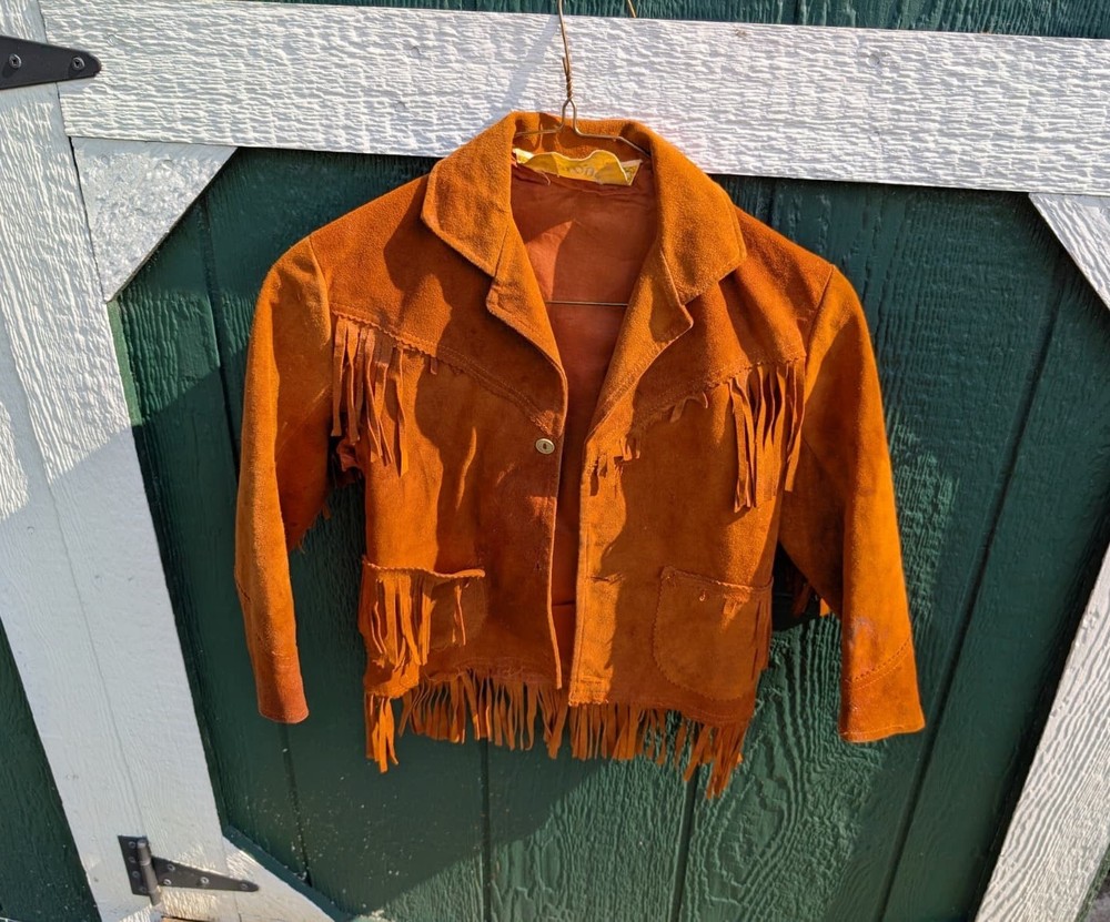 🧡 Vintage 1960s–70s Suede Fringe Child’s Western Jacket Vazquez Hecho En Mexico