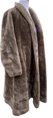 Vtg 60s Coat Swing Plush Jacket Old Hollywood Borgana Faux Fur Taupe Brown S M