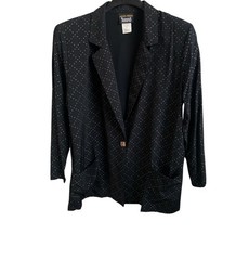 Vintage 80s Trimmings black and gold padded women’s blazer size L