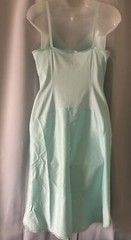 VTG Van Raalte Blue Dacron Polyester ,nylon Lace Trim Full Slip Dress sz 34A USA