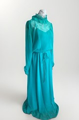Vintage 70s House Of Bianchi Sheer Chiffon Teal Prairie Cottage Fairy Maxi Dress