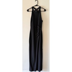 Lauren Ralph Lauren Vintage Black Halter Gown Beaded Neck Open Back Dress Size 8