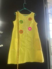 VTG 60s/70s Cotton Dress/Lisa Smock by Lisanne Women’s Size M/L Yellow Floral