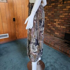 Vtg 90s Bohemian Gypsy Rayon Broomstick Safari Animal Print Midi Skirt M/L/XL