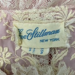 1960s 70s Pink Lace Nightgown Sheer Nylon Romantic Lingerie Womens M