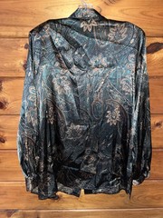Vintage 90’s Karen Scott Satin Tunic Shirt Size XL Paisley Print Dressy Top