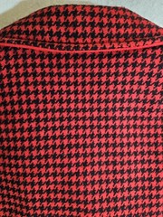 Vintage 60s PENGUIN FASHION Wool Overcoat Black Red Check Womens Sz 12 Button-Up