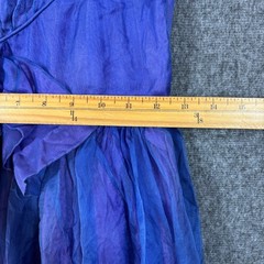 Vintage 50s Iridescent Purple Blue Organza Fit Flare Dress Bow Back Mid Century