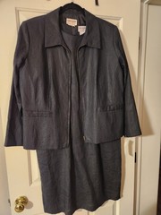 NWT Carol Horn Signature Vintage Sz 14w 100% Linen Blazer Jacket & Dress Set Blk