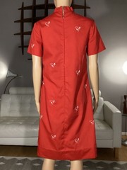 Vintage 60’s 70’s Tesoro’s Short Sleeve Red Floral Embroidered Shift Dress Boho