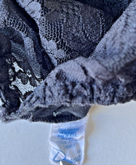 Vintage Deena Black Floral Lace Half Slip 22″ Long Size Small Scalloped Lace Hem