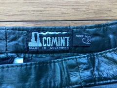 Vintage 90s Comint Very Deep Green Leather Side Zip Miniskirt Sz 7/8