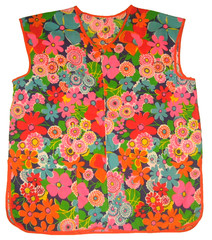 Homemade VTG 60s-70s Mod Bold Floral Sleeveless Zip-Up Tunic Top w/Pockets O/S