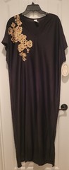 VTG NWT AVON BLACK Silky Soft NYLON NIGHTGOWN GOWN BLACK W/GOLD FLOWERS S