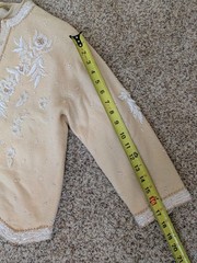 Vintage 1950s Hand Beaded Cardigan Cream With White Floral Beading Size Small