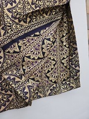 Vintage Gold Floral Brocade Empire Waist Long Dress Blue Purple 32″ Chest Sz S
