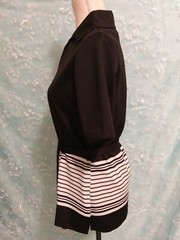 Vtg. Prince Dallas top Sz. 10 Disco V neck black white stripes polyester nylon