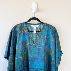 Vintage Winlar Floral Print Satin Kaftan Dress Mumu One Size Women’s Relaxed Fit