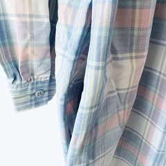 Vtg 80s Schrader Sport Petite Pastel Plaid Shirt Dress Belt Pockets Size 10