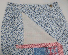 VTG 90s Vivaldi Denim Blue Floral Midi Wrap Skirt Size 12 Western Prairie