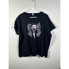 Betty Boop Shirt Women’s 3XL Pink Ribbon Hands on Knee Pose 2024 Cute Dress