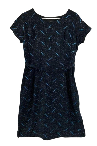 1970s Carol Brent Women’s Vintage Evening Dress Sz 12 Black Blue Geometric