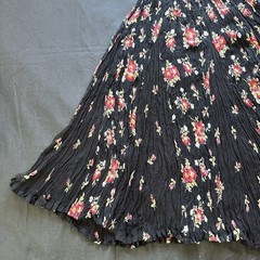 Vintage 90’s Neo Nostalgia Black Floral Rayon Crinkle Maxi Skirt. Small. Boho.