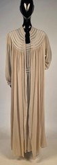 1930’S CREME SILK CHIFFON PUFF SLEEVE NIGHT GOWN PEIGNOIR SET W LACE INSERTION